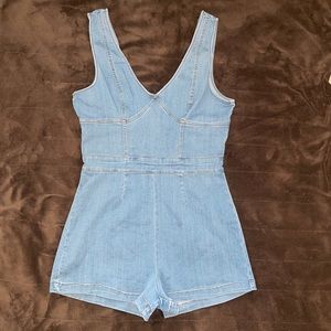 Denim Fitted Romper NWOT